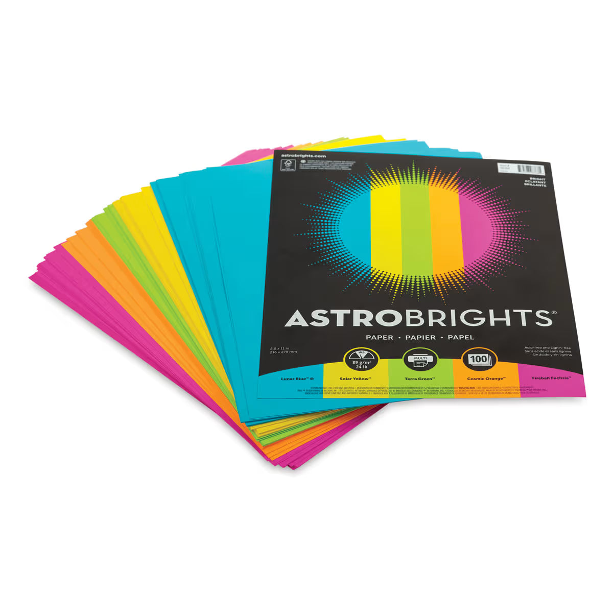 Neon | 8.5" X 11"| Asst Paper | Pqt.100 | Astrobrights | 24lb