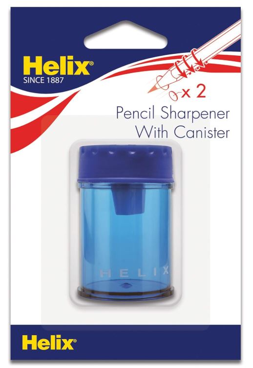 Helix Canister 2 Hole Pencil Sharpener Assorted Colors