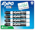 EXPO Dry Erase Markers Low Odor Ink Chisel Tip Black Pkg. 4