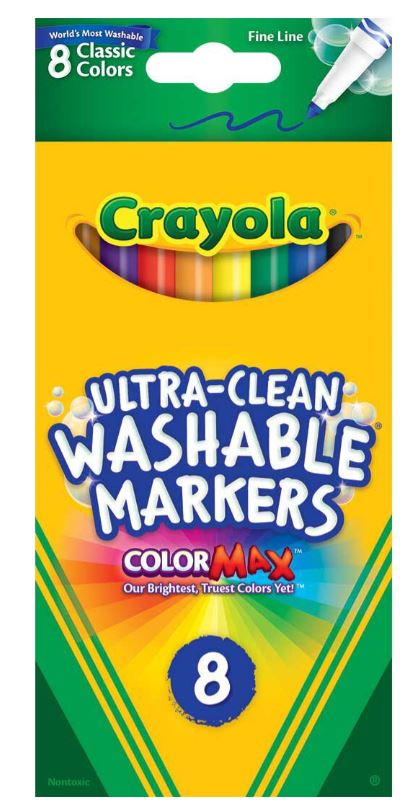 Crayola Ultra-Clean Washable Markers Fine Line Classic Colors Pkg. 8