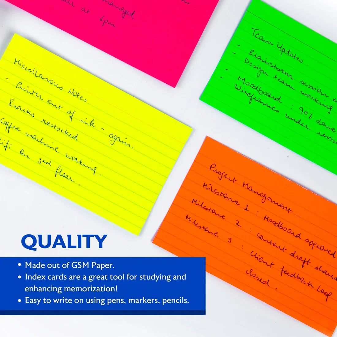 Index Card Ruled Fluorescent 3" X 5" PQ.75
