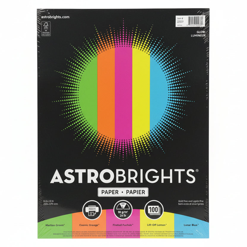 Neon | 8.5" X 11"| Asst Paper | Pqt.100 | Astrobrights | 24lb